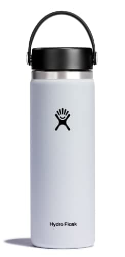 Hydro Flask Water Bottle - Insulated Stainless Steel - Wide Mouth Flex Lid, Non Spill, Leakproof and Refillable in 20 Oz