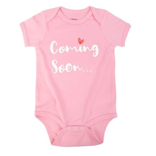 Cnins Baby Gender Reveal Idea | Soft Cotton Coming Home Onesie | Pregnancy Announcement Gift (3-6M, CS-NPink)
