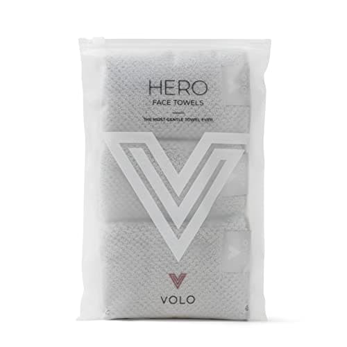 VOLO Hero Luna Gray Face Towel | Reusable Facial Wash Cloths | Makeup Remover & Post Shower Washcloths | Ultra Soft, Absorbent, Gentle, Fast Drying Nanoweave Fabric Face Towels | Microfiber 3PK