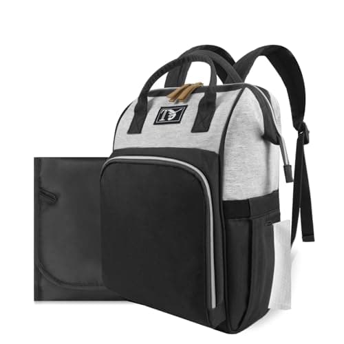Packino Diaper Bag Backpack for Women - Multifunction Travel Essentials Baby Diaper Bag with Changing Pad, Large Backpack Baby Girl Boy, Insulated Bottle Holders & Stroller Straps (Black+Gray)