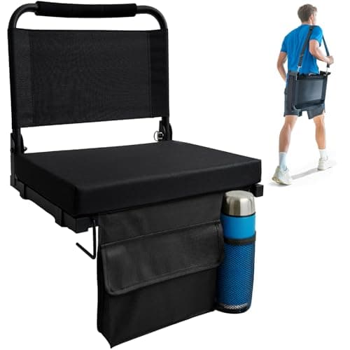 Stadium Seats for Bleachers with Back Support, Folding Bleacher Seat for Sports Games, Concerts Floor Stadium Chair Bleacher Seat with Cushion and Shoulder Strap, Perfect for Sports Events Outdoors