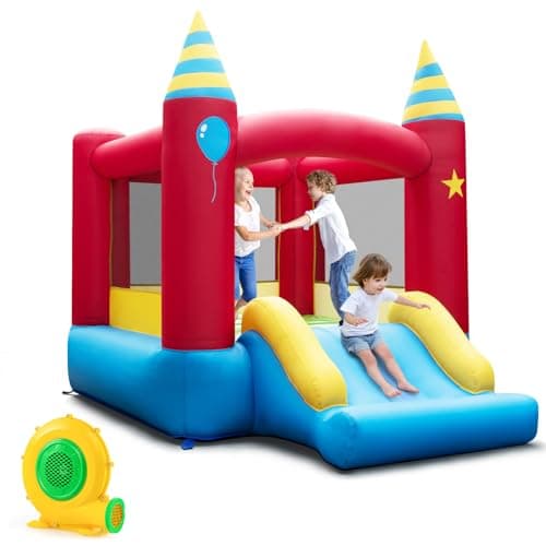 BOUNTECH Inflatable Bounce House, Bouncy House for Kids 3-10 Indoor Outdoor Family with Large Jumping Area, Slide, 480w Blower, Mini Bounce House for Toddler Boys Girls Birthday Backyard Party Gifts