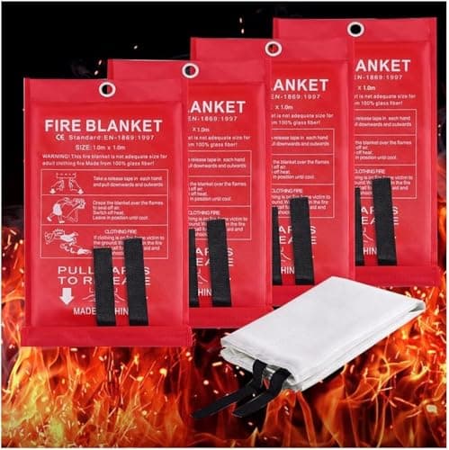 Mata Leon Emergency Fire Blankets Fire Retardant Blankets 4 Pack Fiberglass Fire Suppression Blanket Flame Retardant Protection&Heat Insulation Design for Kitchen Office Fireplace Car Camping