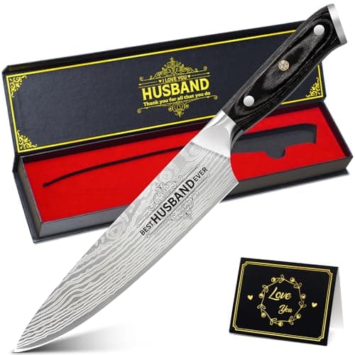 Mkeevee Anniversary Men Gifts for Husband from Wife Husband Birthday Gifts 8 inch Kitchen Knife Gifts Set for Men Professional Chef's Knife Christmas Presents for Him Husband(Best Husband)