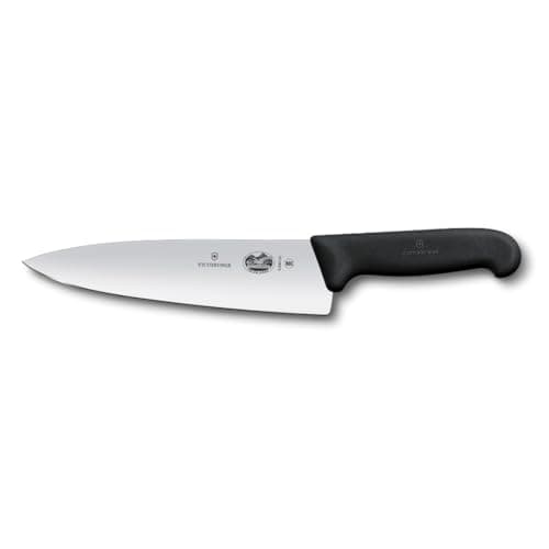 Victorinox Fibrox Pro Chef’s Knife, 8 Inch - Swiss Army Kitchen Knife, High Carbon Stainless Steel Blade, Non-Slip Fibrox Handle, Dishwasher Safe, Black