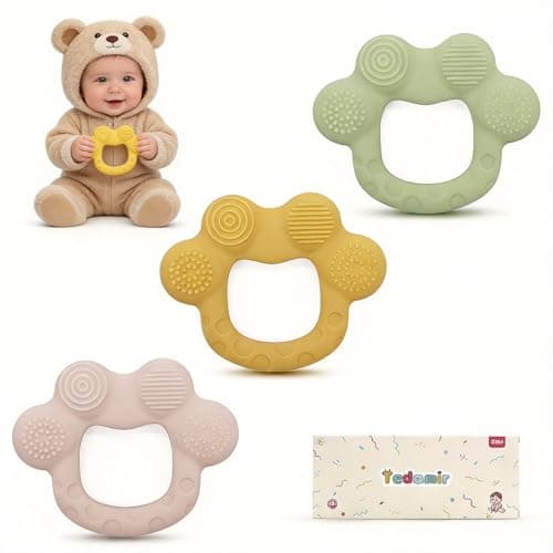 Easter Baby Teething Toys Baby Essentials & Infant Toys Silicone Teether for Babies 0 3 6Months Baby Chew Toys Newborn Learning Developmental Teether Relief Toys with 3pack Baby Toys Gifts Box