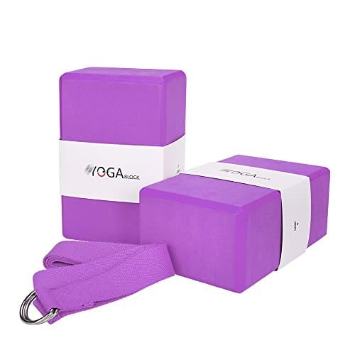 JBM Yoga Block 2 Pack Plus Strap - Cork and High Density EVA Foam Brick in 6 Colors - Lightweight, Odor-Resistant, Moisture-Proof With Metal D-Ring to Support and Deepen Poses