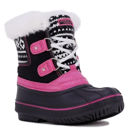 LONDON FOG Girls Toddler Tottenham Cold Weather Snow Boot BK/PK size 7 Toddler